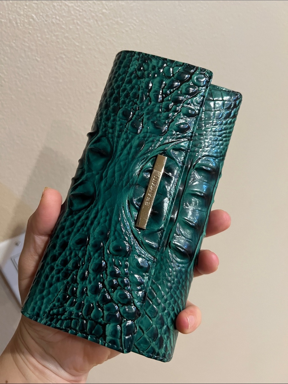 Brahmin Cordelia Emerald leather wallet clutch